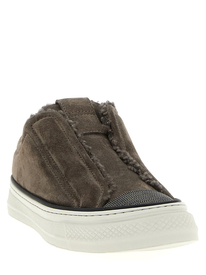 Brunello Cucinelli Precious Toe Sneakers - Gray | b7c6cf86f86d7c8f33fe0d0ebc33d8d945b49052
