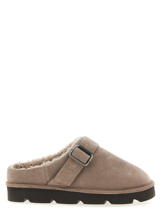 Monile Sabots Flat Shoes Beige