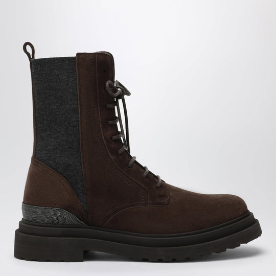 Espresso Suede Boots With Virgin Wool Insert