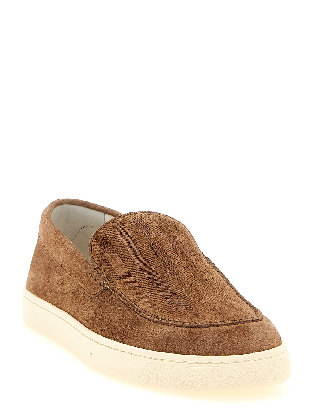 Brunello Cucinelli Suede Chevron Loafers Sneakers - Brown | 8731969cf09e0156db3fb318a389b643e25bba12