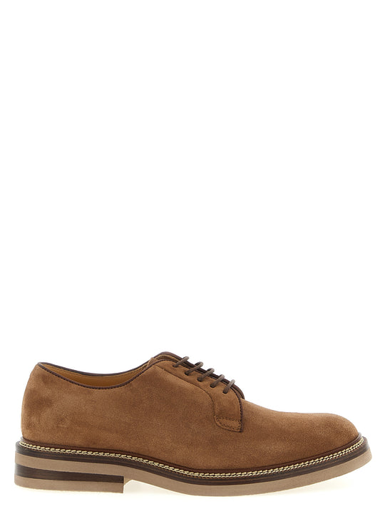 Suede Derby Lace Up Shoes Brown