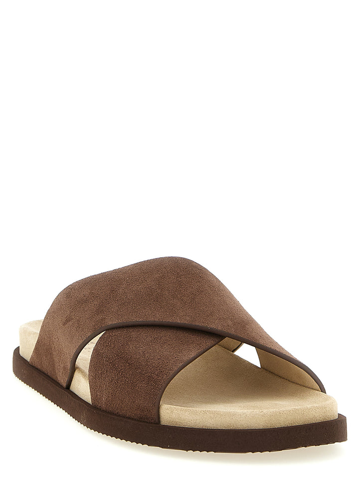 Brunello Cucinelli Crossover Sandals - Brown | 9b069b4f8f733e01f45d3e562417fbadca723d7e