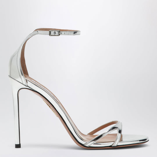Nuda 85 Sandals In Silver Metallic Leather