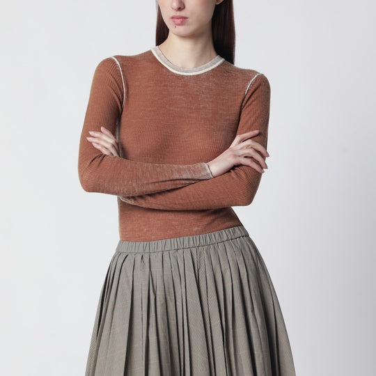 Ribbed Desert-Colored Vintage-Effect Knit