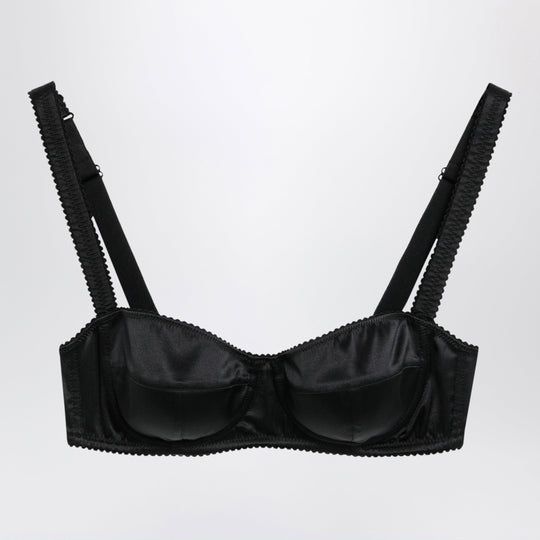 Balconette Bra In Stretch Silk Satin, Black