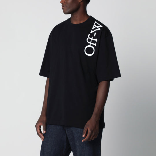 Crewneck T-Shirt With Printed Logo In Black Cotton
