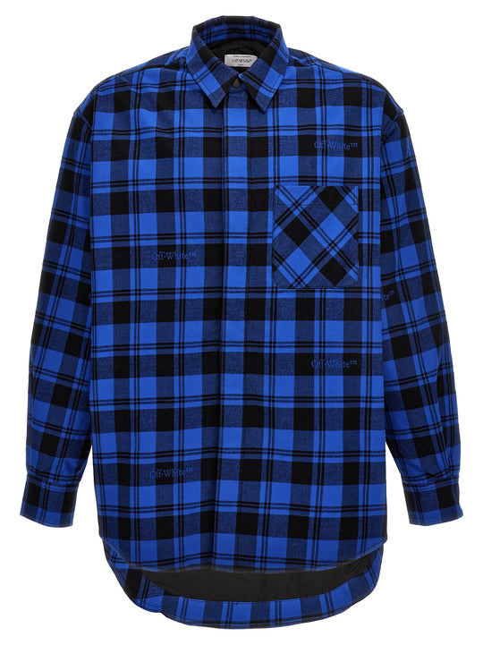 Check Flannel Puffer Jackets Blue