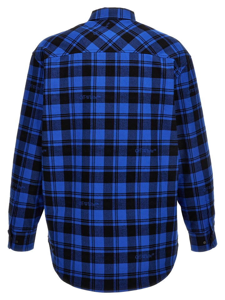 Off-White Check Flannel Puffer Jackets - Blue | 1750d33859f2b9f31e1bc81a71e6522b18aec1d6