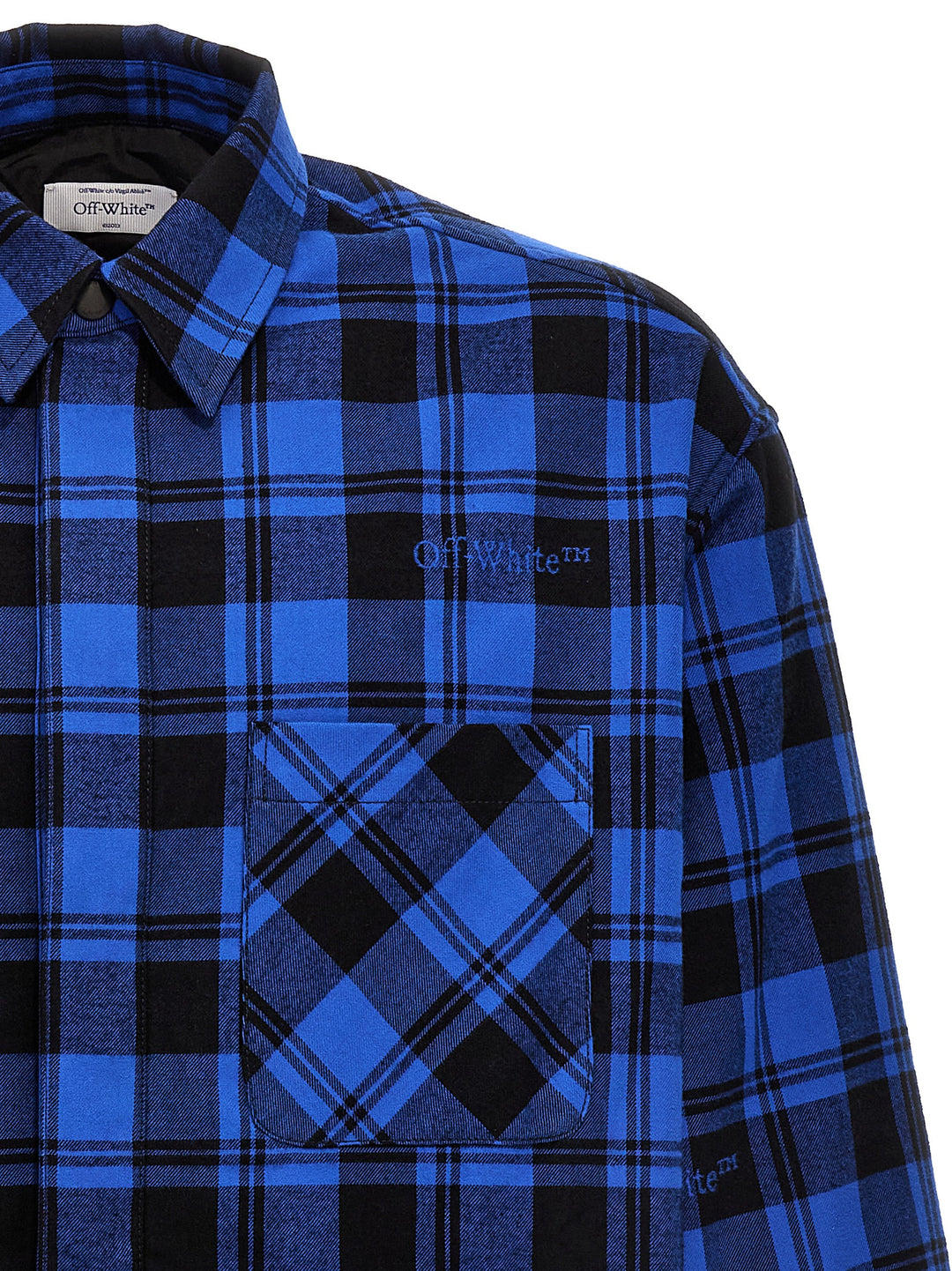 Off-White Check Flannel Puffer Jackets - Blue | 98eded494c26fed1d67ba11cbc3a4a1de9fcebc0