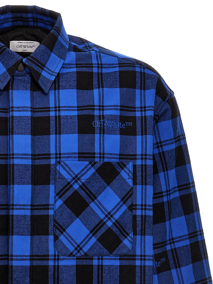 Off-White Check Flannel Puffer Jackets - Blue | 98eded494c26fed1d67ba11cbc3a4a1de9fcebc0