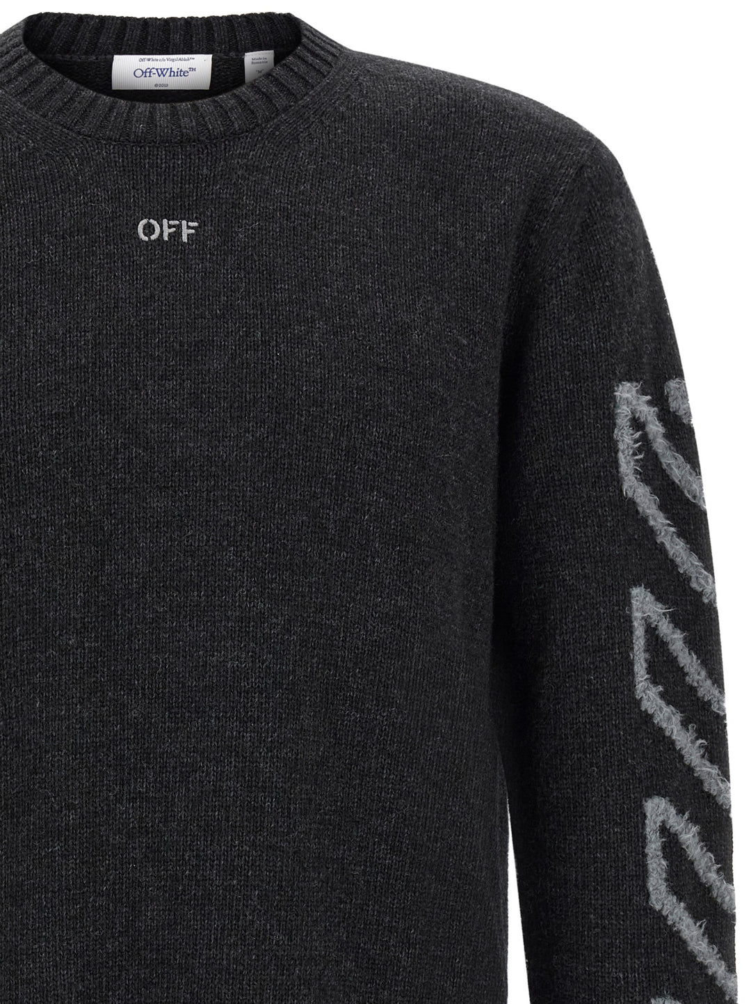 Off-White Diag Arrow Fuzzy Sweaters and Cardigans - Gray | e94c22ee239b1ef5c2be721b2da46de1c5d0be27