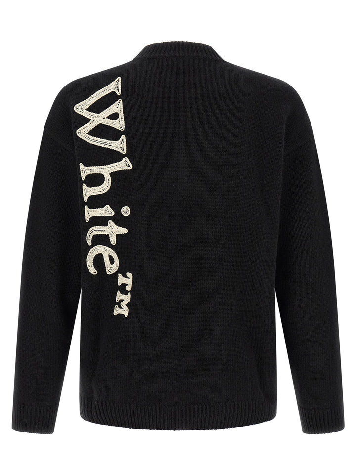 Off-White Vertical Bookish Sweaters and Cardigans - White/Black | 1854092310b4def5e3c908f63a0b2bb59d02de5a