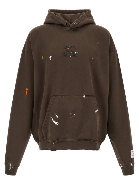 French Logo Painted Sweatshirt Brown
