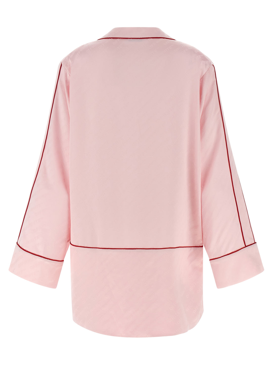Off-White Jacquard Satin New Roxy Pajama Shirt and Blouse - Pink | 7c56150b8cf2d55a58b9e8bf8323caefe66b2586