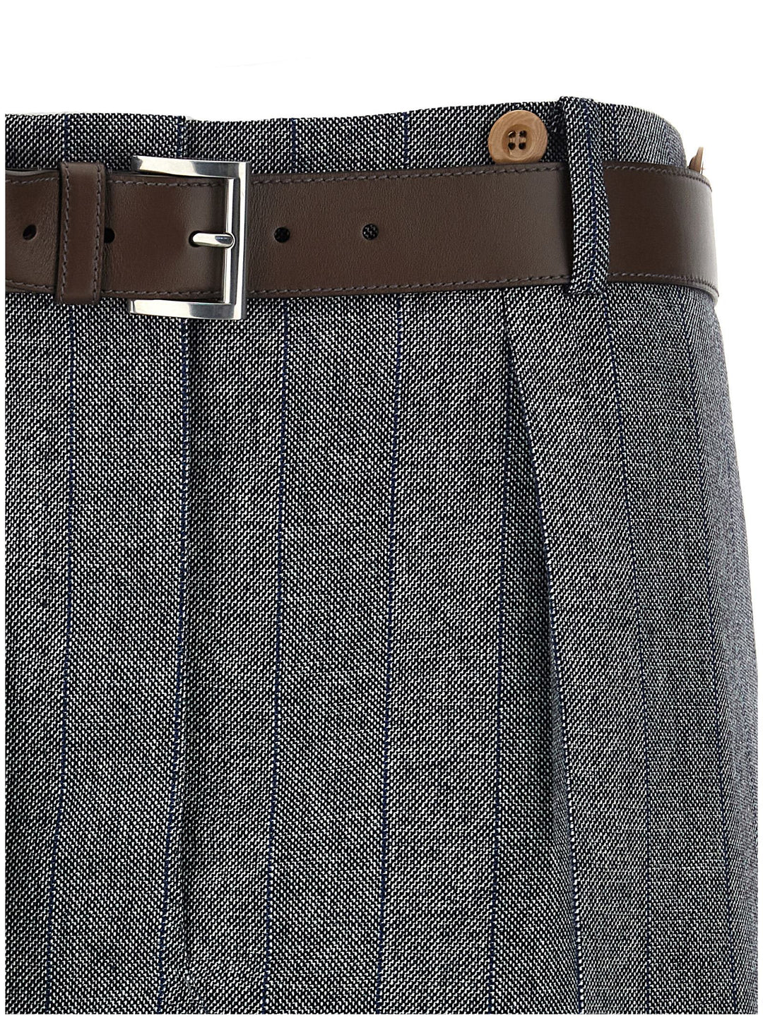 Prada Striped Wool Skirt Skirts - Gray | a388f46d2572409afc61de60832442203f4e32e6