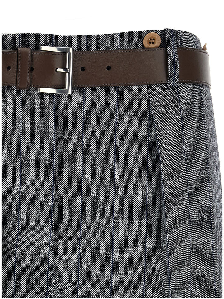 Prada Striped Wool Skirt Skirts - Gray | a388f46d2572409afc61de60832442203f4e32e6