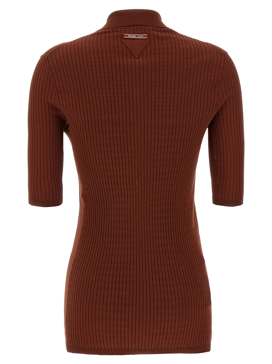 Prada Ribbed  Shirt Polo - Brown | 92c5fe9f39a231358650055cfc22b6d757159f1c