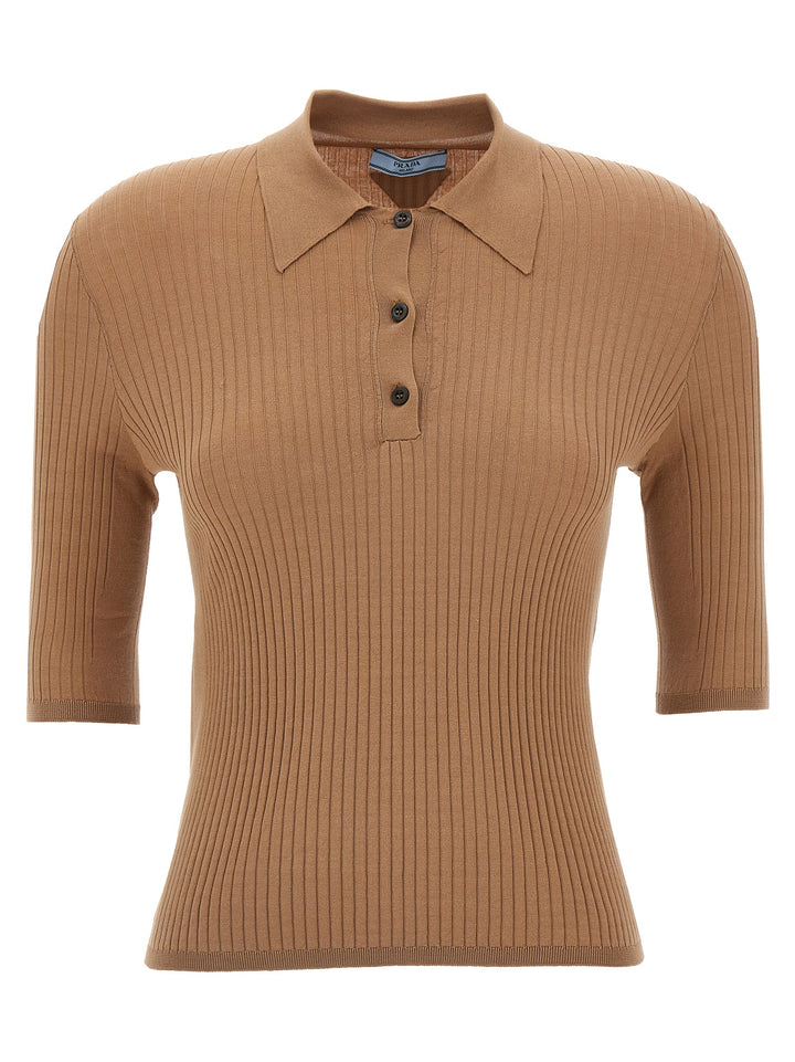 Prada Knitted  Shirt Polo - Beige | 41ff75daff25f469a79120d8a2b27aa87c3639e0