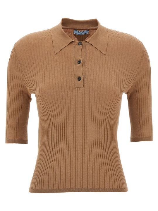 Knitted Shirt Polo Beige