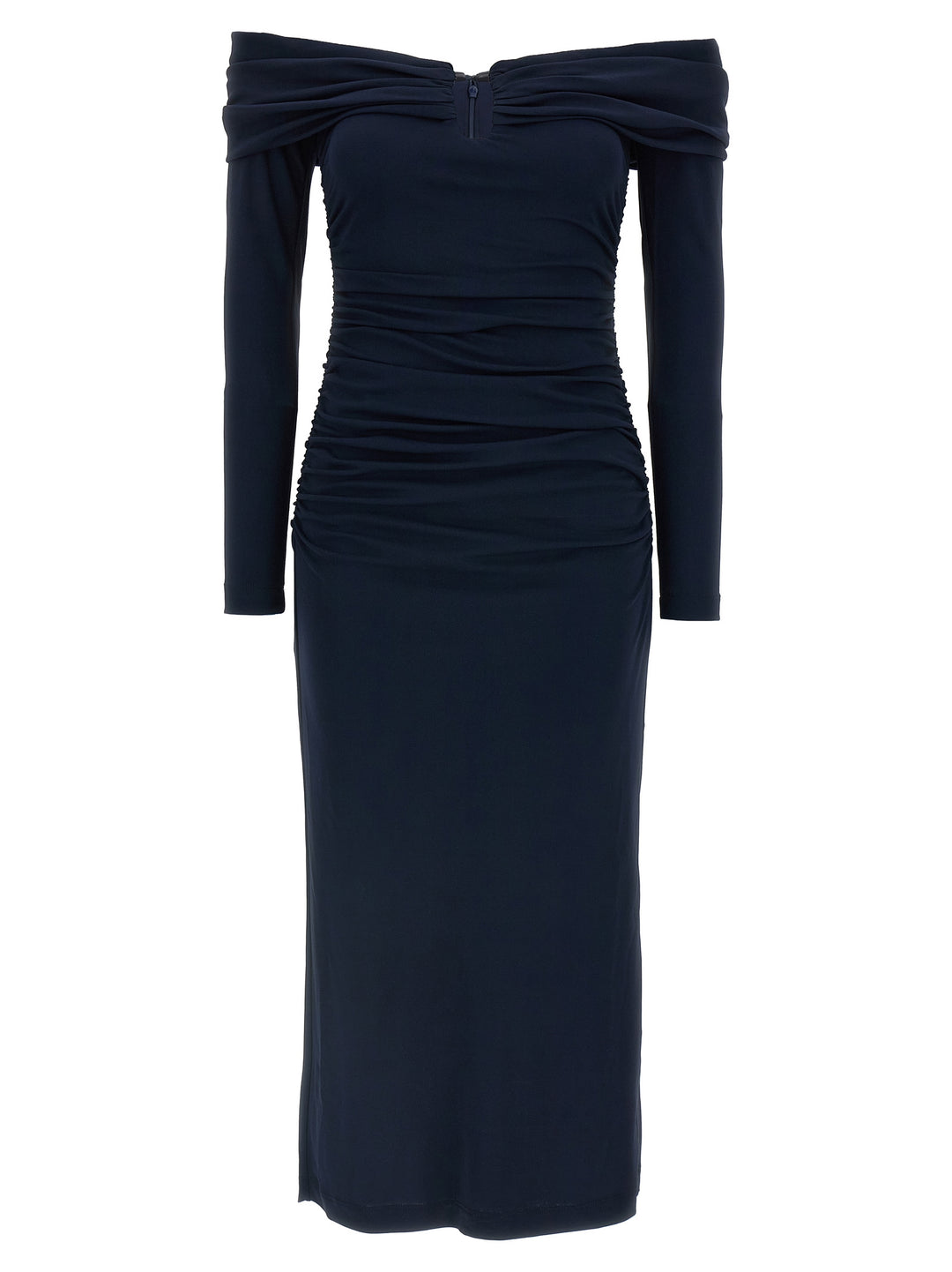 Carolina Herrera Off-Shoulder 3/4 Slv Ruched Midi Dresses - Blue | c223e2854594ef10bde406f7ab41416898bab844