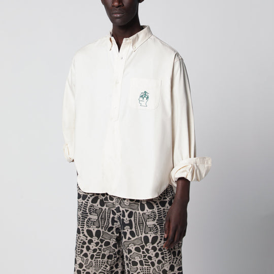 Ivory Button-Down Cotton Shirt