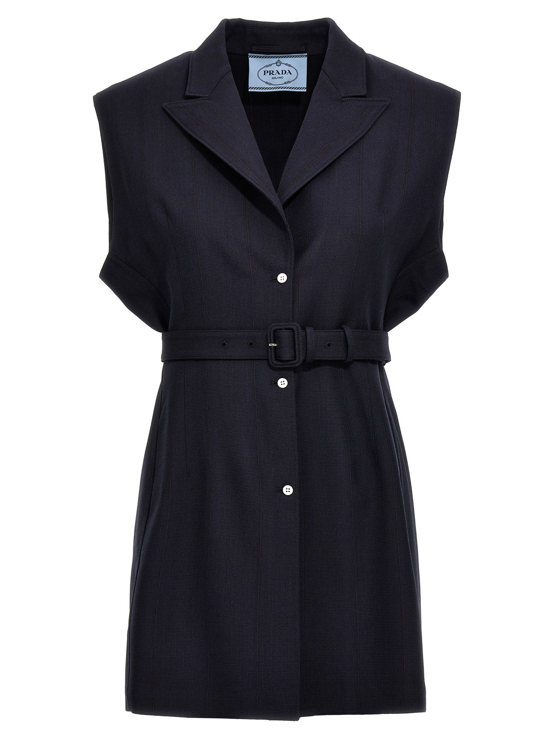 Prada Belt Wool Vest Gilet - Blue | 30819ff441f8641fb49b29c90e45bdd017390006