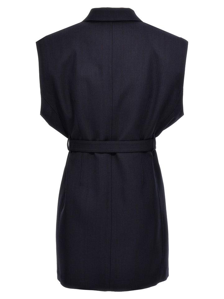 Prada Belt Wool Vest Gilet - Blue | a89439b440032a2b47072b4795fea9d3ff542278