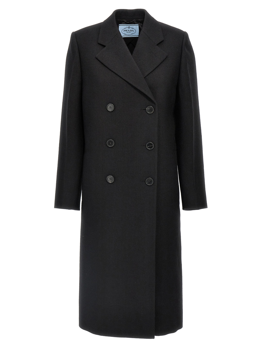 Prada Satin Insert Double-Breasted Coat Coats and Trench Coats - Black | 80894cc1a34e5f953ecbccfb65f8a5d797da55e5