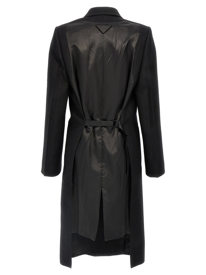 Prada Satin Insert Double-Breasted Coat Coats and Trench Coats - Black | de0912fd30c474733a9556222ffe624fee344be0