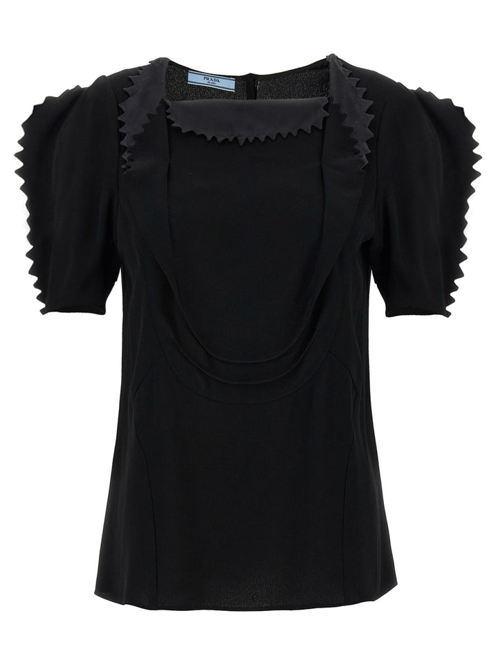 Prada Cady Crêpe Top Tops - Black | 5637a5856862dc59402f213a6f7e0b821b028ff9