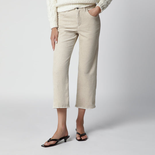 Écru Corduroy Capri Trousers