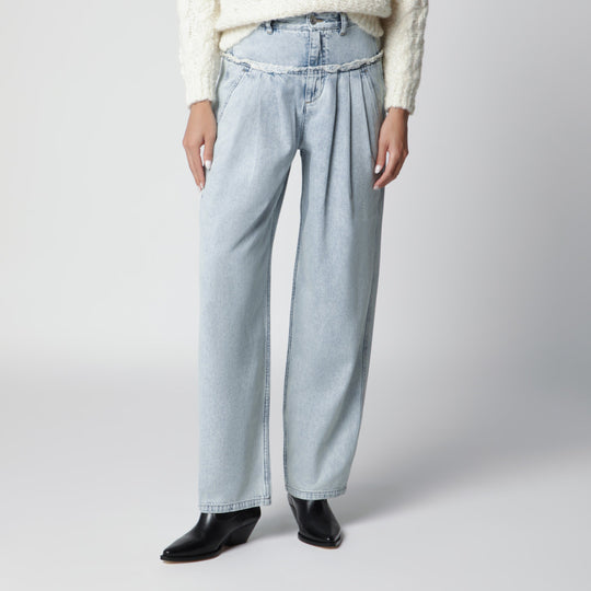 Iniza Pleated Jeans In Light Blue Denim