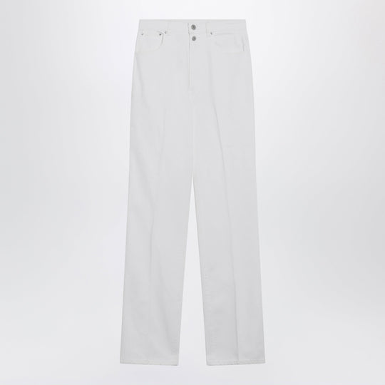 High-Waisted Straight-Leg Jeans With Belt In White Denim
