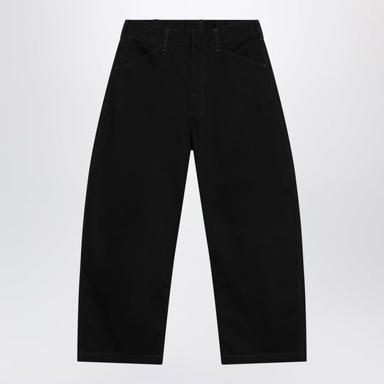 Black Wide-Leg Cotton Trousers