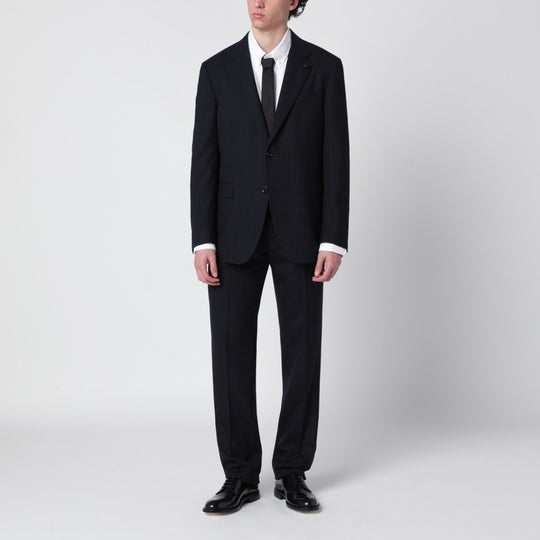 Blue Pinstripe Wool Single-Breasted Suit