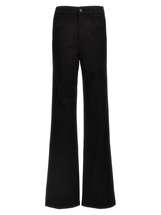 Stretch Twill Denim Wide Flare Jeans Black