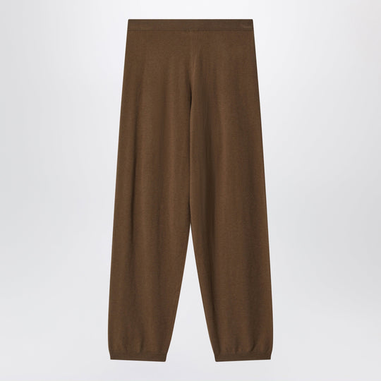 Olia Knit Wool-Blend Knit Joggers In Dark Camel