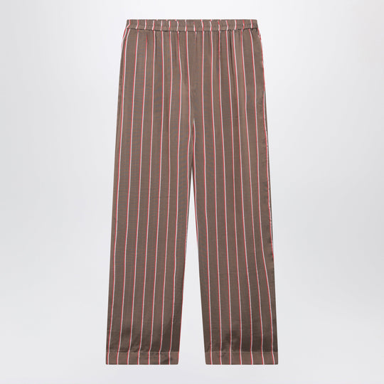 Brown Striped Viscose And Silk Shorts