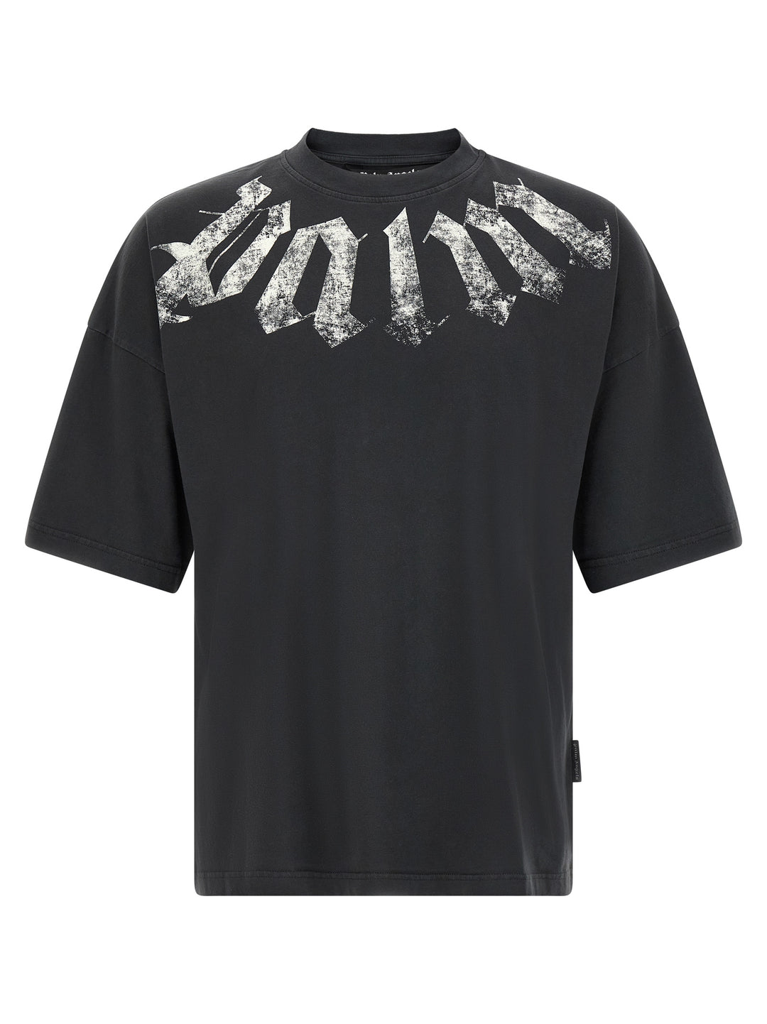 Palm Angels Craquelé Gothic Print T-shirt - Black | 6af8ecdf7332380b745ba245321a03d4a2d1670b