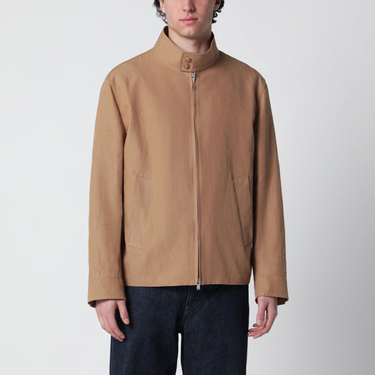 Camel Linen-Blend Jacket