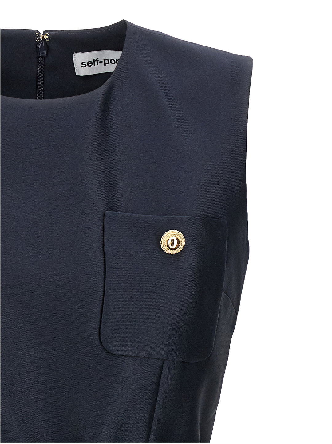 Self Portrait Navy Taffeta Mini Dresses - Blue | ad1f932dcc8959cf63d4ba6bb71fc6a6a587062a