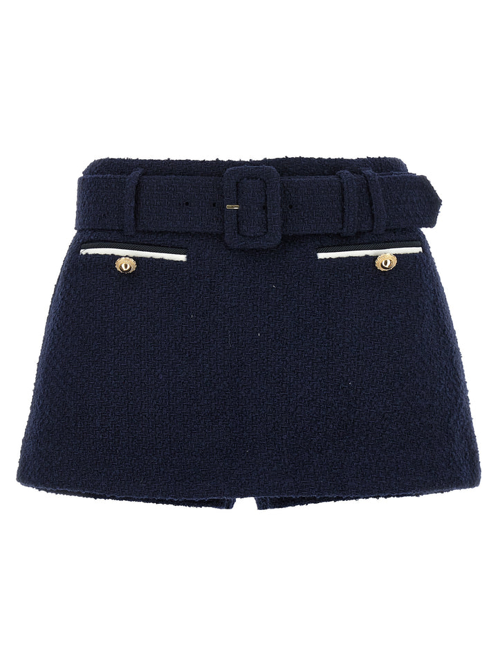 Self Portrait Bouclé Wool Skort Bermuda and Short - Blue | 27faca19a6d24a9bb11e5a2ca988ca50f0415bbe