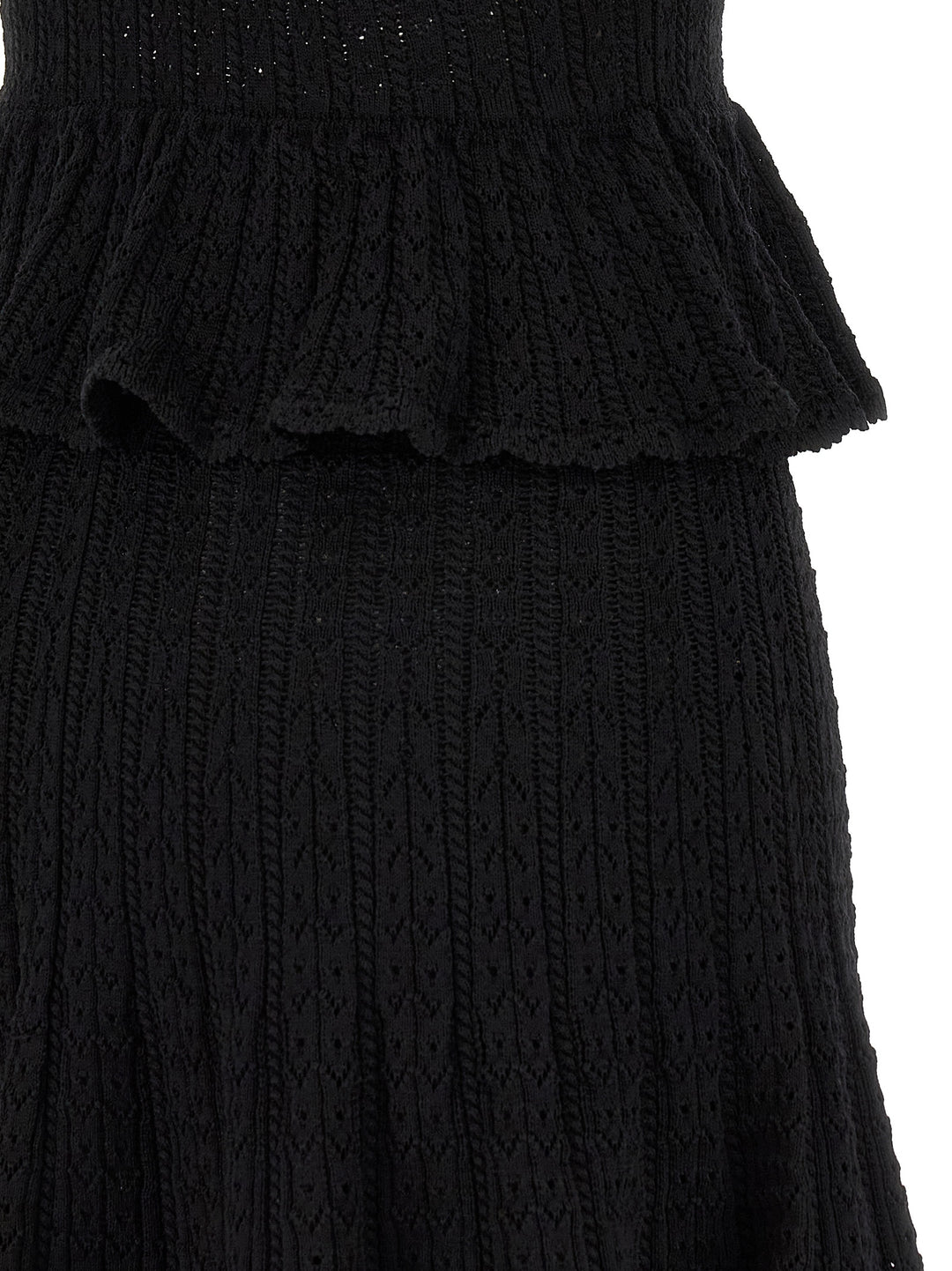 Self Portrait Black Pointelle Knit Mini Dresses - Black | c272b8f83332da3be82944f437cbd012f47f62e2