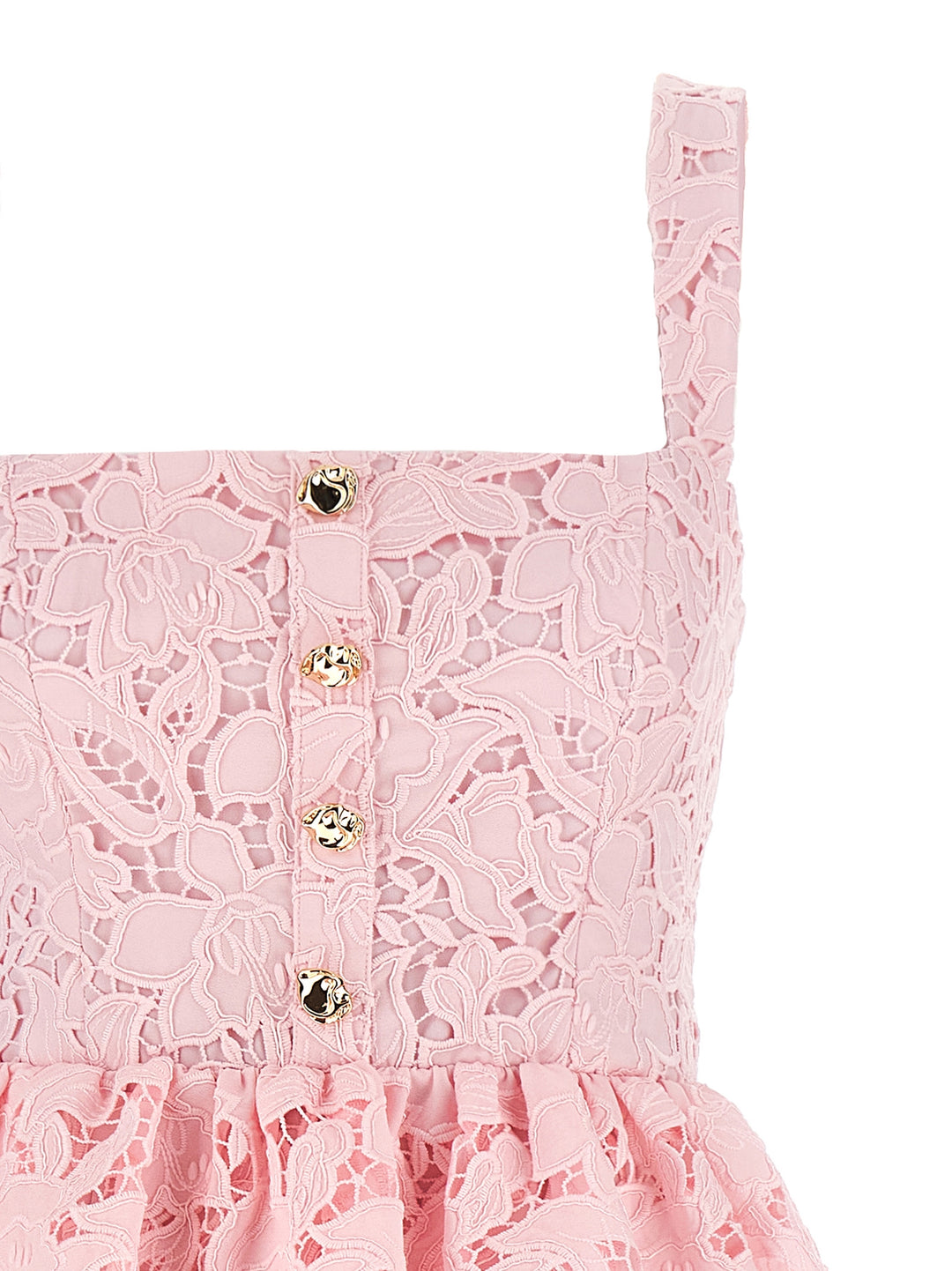 Self Portrait Pink Lace Peplum Midi Dresses - Pink | e6e42150f503ebe5eb84211d86acd03a20376001