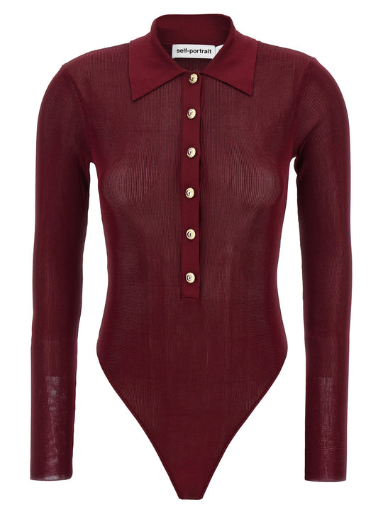 Viscose Knit Bodysuit Tops Bordeaux