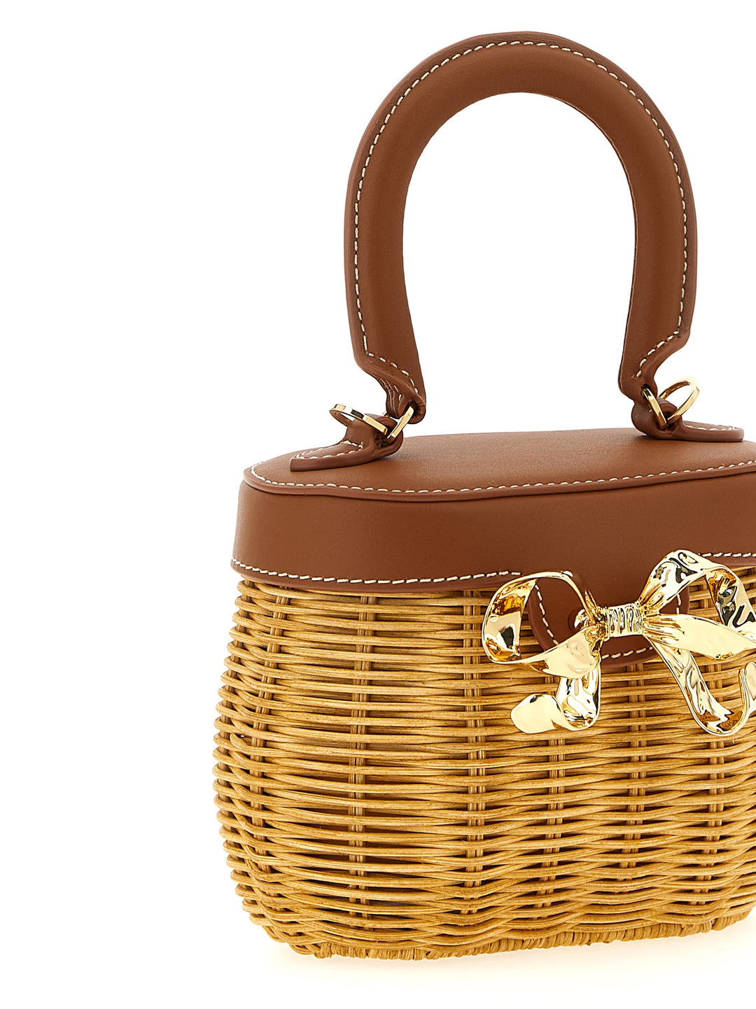 Self Portrait Rattan Bow Basket Hand Bags - Brown | e8a5a53b7215811997f31538cad195980069a0ae