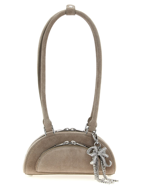 Suede Mini With Charm Shoulder Bags Gray