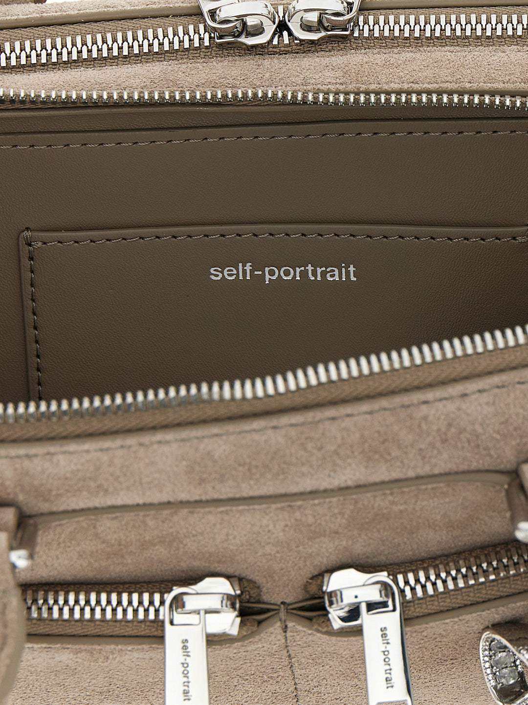 Self Portrait Tan Suede Baguette With Charm Shoulder Bags - Gray | cace6a36c58bcc7cc115d4c455374e349d56880a