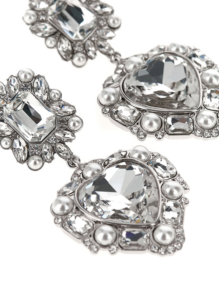 Self Portrait Crystal Pearl Tiered Heart Jewelry - Silver | 0b7664b4cd546dd132194b70ecfaf741212ca66b