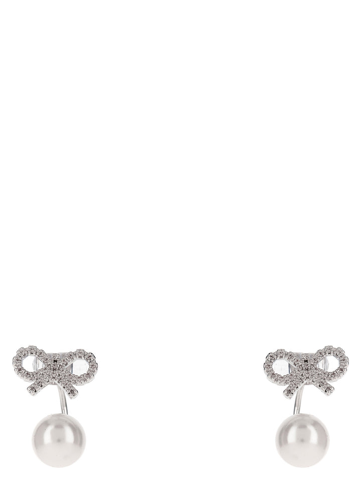 Self Portrait Crystal Bow Pearl Jacket Jewelry - Silver | cb89d2d914cbd9e1bd5436bd5a64a98e806d1c19